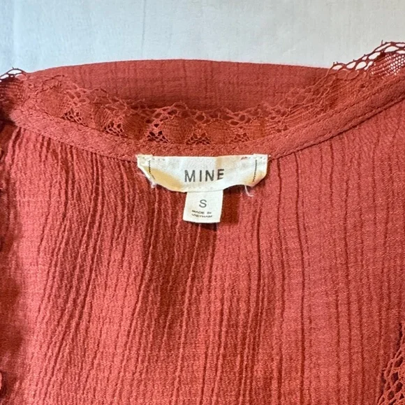 Mine Rust Wrap Blouse with Lace Trim - Picture 12 of 12
